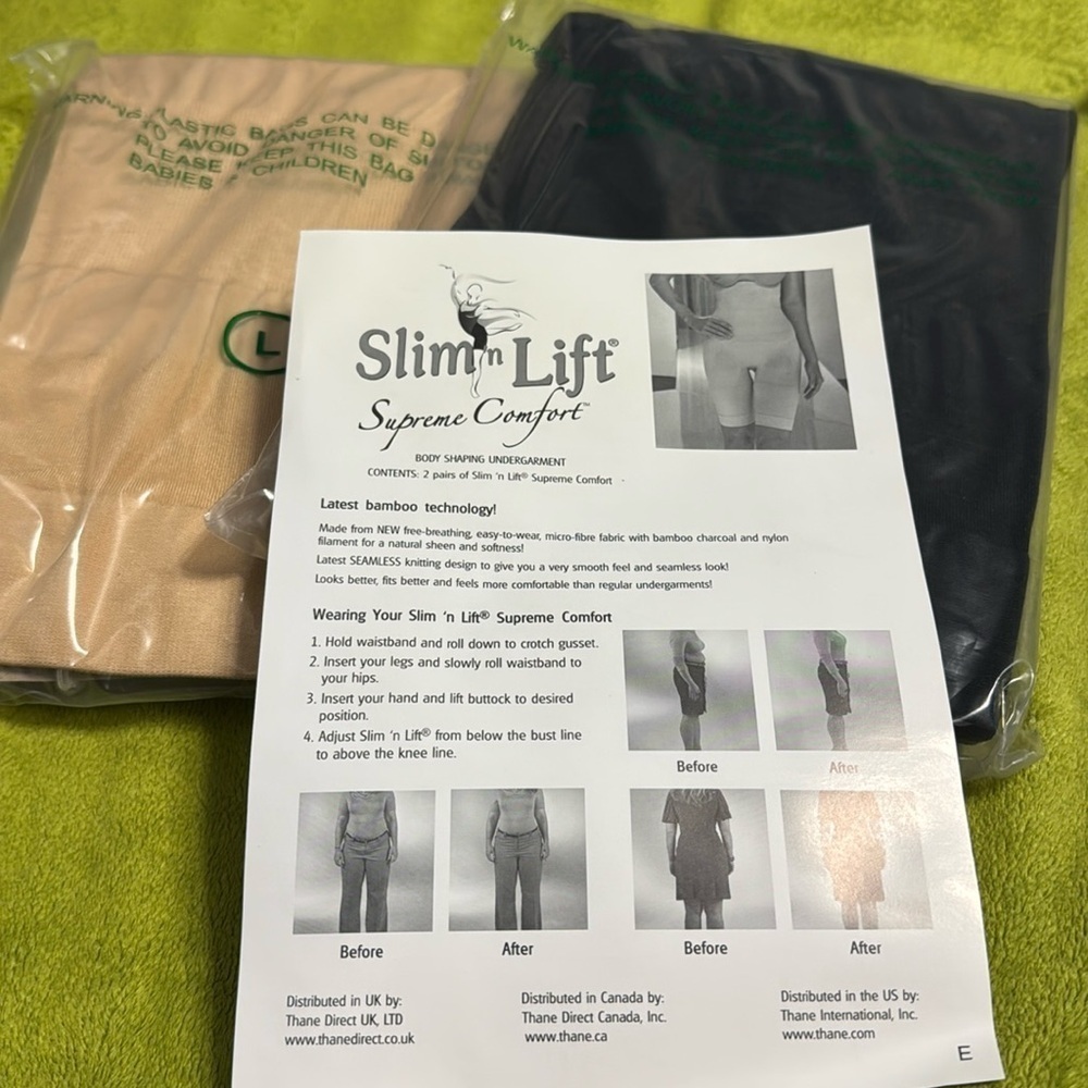 2 Pairs CALIFORNIA BEAUTY SLIM N LIFT BODYSHAPING UNDERGARMENT SLIMMING Sz Large